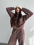 Теплий кавовий жіночий спортивний костюм "Oversize" з плюшевого дабл-флісу, фото 4