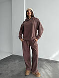 Теплий кавовий жіночий спортивний костюм "Oversize" з плюшевого дабл-флісу, фото 6