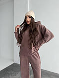 Теплий кавовий жіночий спортивний костюм "Oversize" з плюшевого дабл-флісу, фото 7