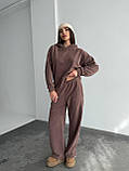 Теплий кавовий жіночий спортивний костюм "Oversize" з плюшевого дабл-флісу, фото 5