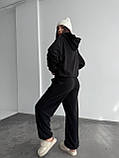 Теплий чорний жіночий спортивний костюм "Oversize" з плюшевого дабл-флісу, фото 10