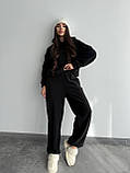 Теплий чорний жіночий спортивний костюм "Oversize" з плюшевого дабл-флісу, фото 5