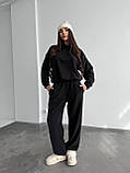 Теплий чорний жіночий спортивний костюм "Oversize" з плюшевого дабл-флісу, фото 7
