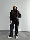 Теплий чорний жіночий спортивний костюм "Oversize" з плюшевого дабл-флісу, фото 6