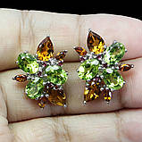Сережки. Натуральний перидот, цитрин і гранат родоліт. Срібло 925., фото 3