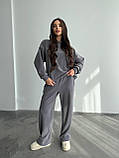 Теплий сірий жіночий спортивний костюм "Oversize" з плюшевого дабл-флісу, фото 6