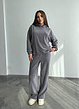 Теплий сірий жіночий спортивний костюм "Oversize" з плюшевого дабл-флісу, фото 4