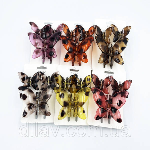 Заколка краб,  упаковка 6наборів, 6.5см- 4.5см, фото 1