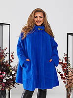 Жіноче коротке пальто-розлітайка з вовни альпаки супербатал оверсайз р.62-74. Арт-3660/39