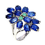 Каблучка. Натуральний кіаінт і смарагд. Срібло 925., фото 3