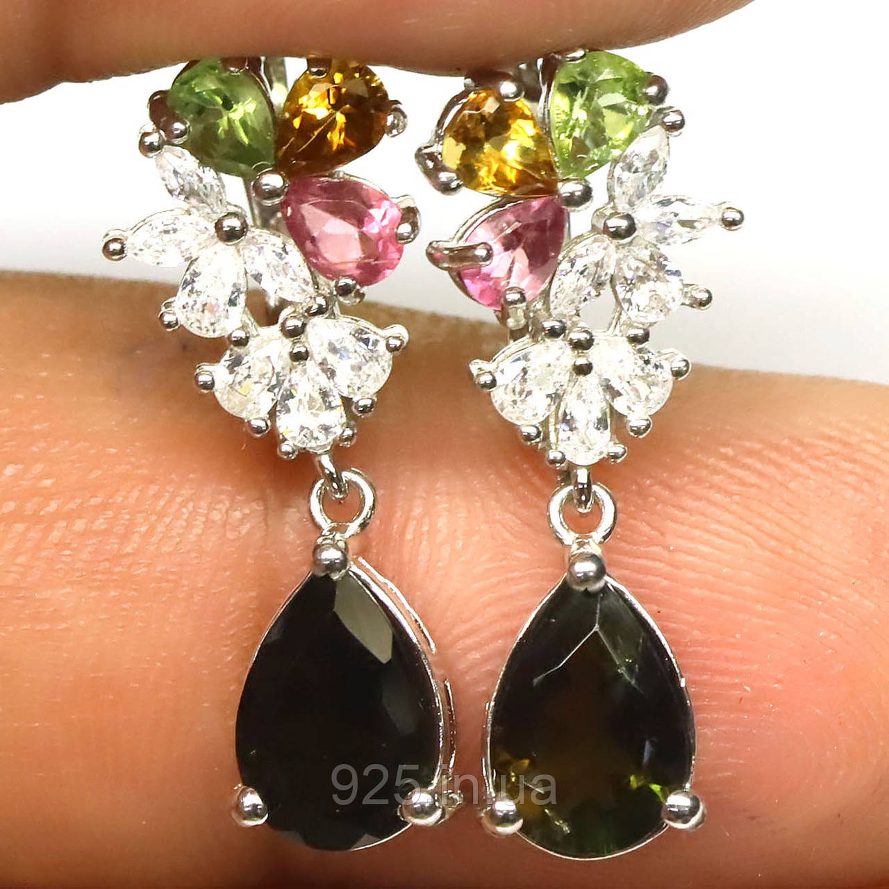 Сережки. Натуральний турмалін. Срібло 925., фото 1