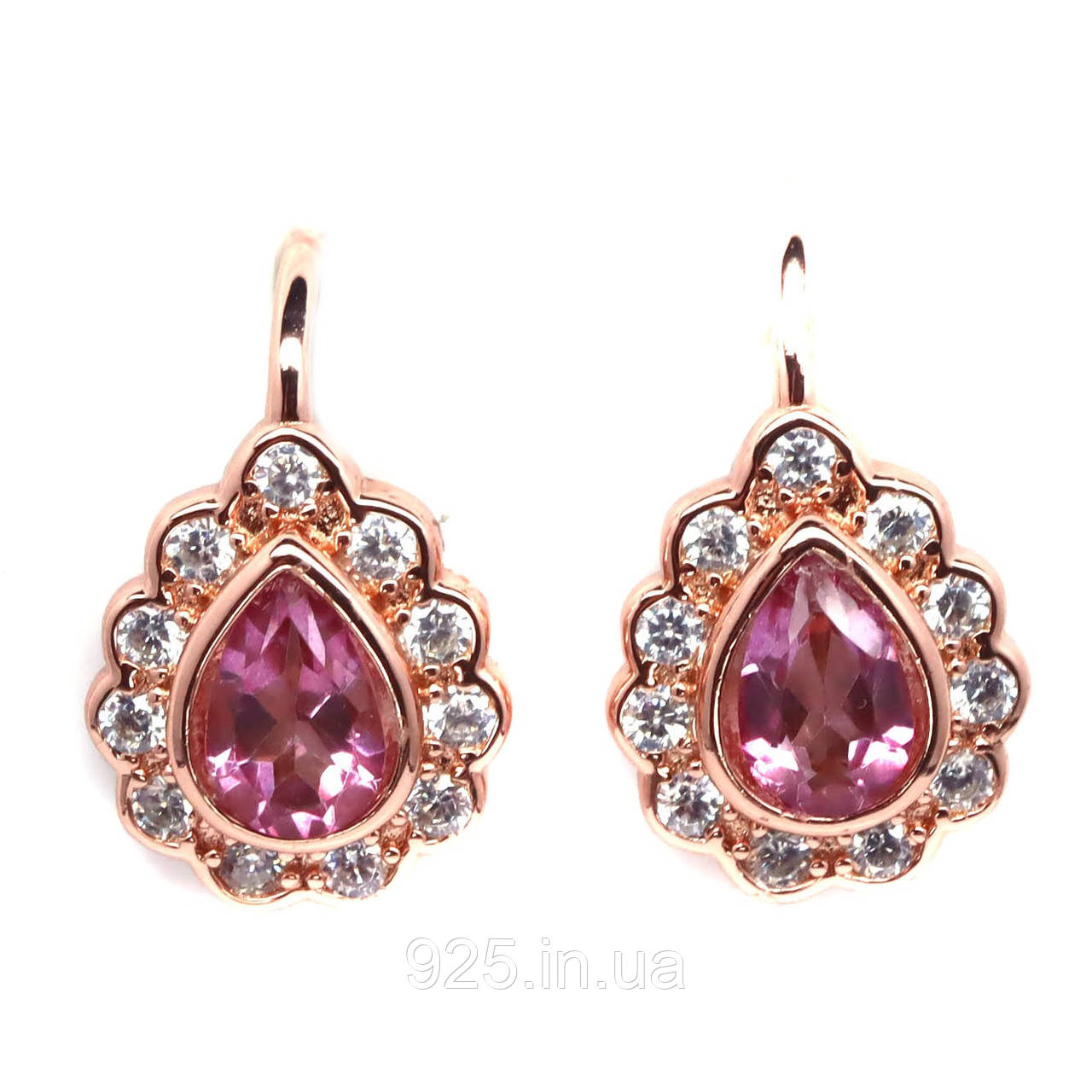 Сережки. Натуральний топаз рожевий. Срібло 925., фото 1