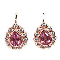 Сережки. Натуральний топаз рожевий. Срібло 925.