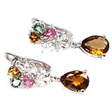 Сережки. Натуральний цитрин і турмалін. Срібло 925., фото 3