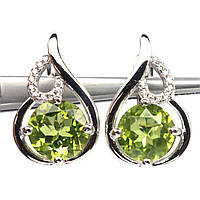 Сережки. Натуральний перидот. Срібло 925.