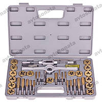 Набір метчиків і плашок 40 предметів для різьби по металу універсальний комплект для майстрів і хобі-ремонтників.