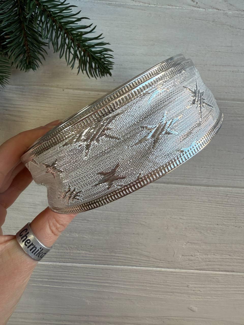 Стрічка парча " Зірочки 3,8 см " срібло 35 метрів