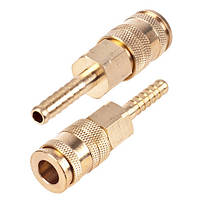 Соединение быстросъемное для шлангов 8мм надежное крепление для пневмоинструментов с фиксатором BROWN