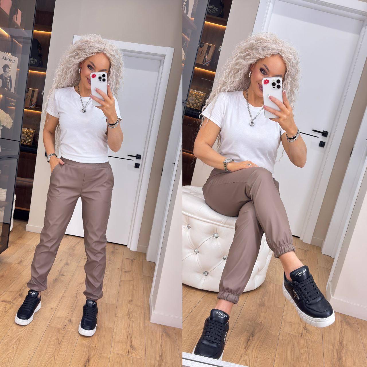 Стильні джогери з екошкіри Модель: 873-03 Колір: як на фото, фото 1