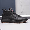 Зимові чоловічі шкіряні черевики, кросівки чорні утеплені з натуральної шкіри на хутрі на зиму для чоловіків, розмір 40-45, фото 4