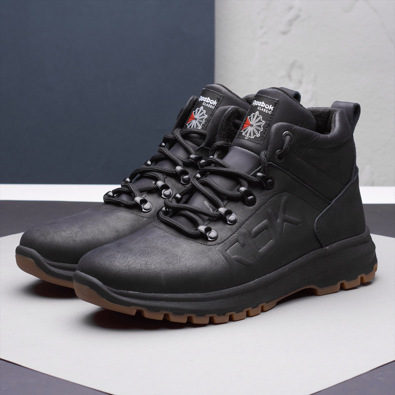 Зимові чоловічі шкіряні черевики, кросівки чорні утеплені з натуральної шкіри на хутрі на зиму для чоловіків, розмір 40-45, фото 1