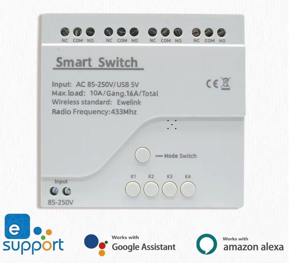 4 канальне WiFi RF реле для Ewelink на 4 канали 220В у USB 5в у корпусі, фото 1