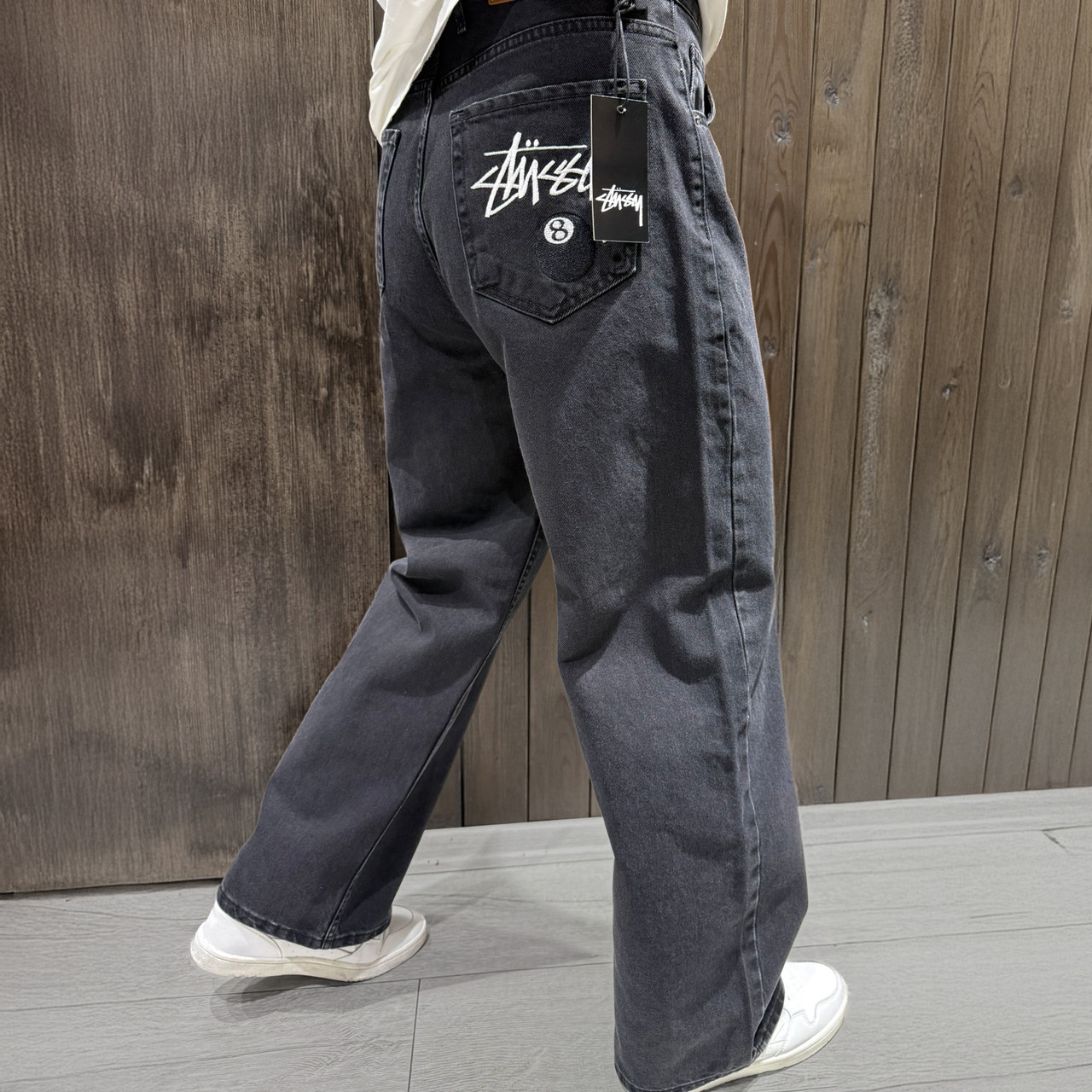 Чоловічі широкі джинси Stussy темно-сірі, оверсайз, вільна посадка, вуличний Y2K стиль, преміальна якість, фото 1