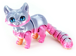 Рухома іграшка антистрес Котик сірий триколірний 3D-друк  фігурка 15 см