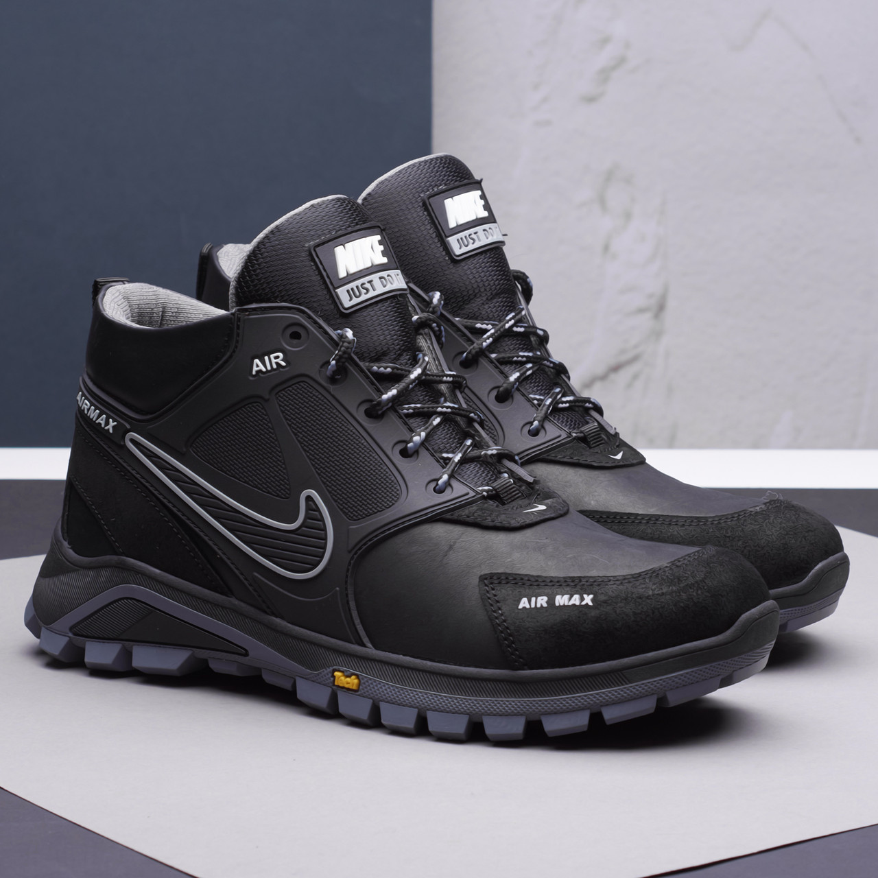 Чоловічі зимові шкіряні черевики, кросівки з натуральної шкіри чорні на хутрі для чоловіків на зиму, розмір 40 41 42 43 44 45, фото 1