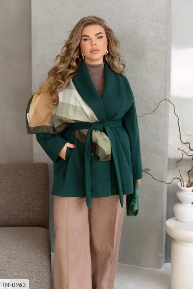 Жіноче демісезонне пальто №2568-зелений, фото 1