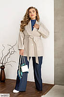 Жіноче демісезонне коротке пальто №2568-бежевый-молочный