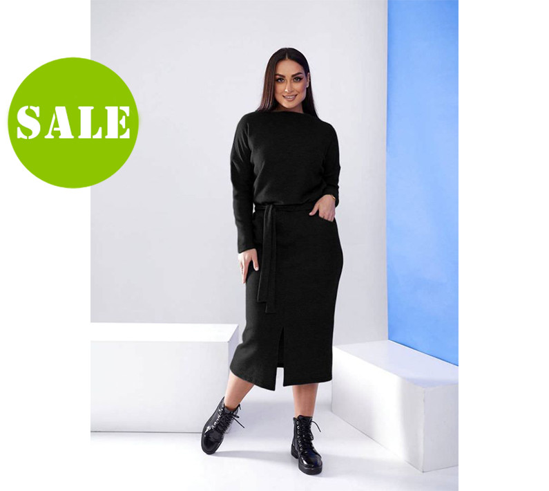 Довге ангорове плаття з поясом "Juliette" Батал, фото 1