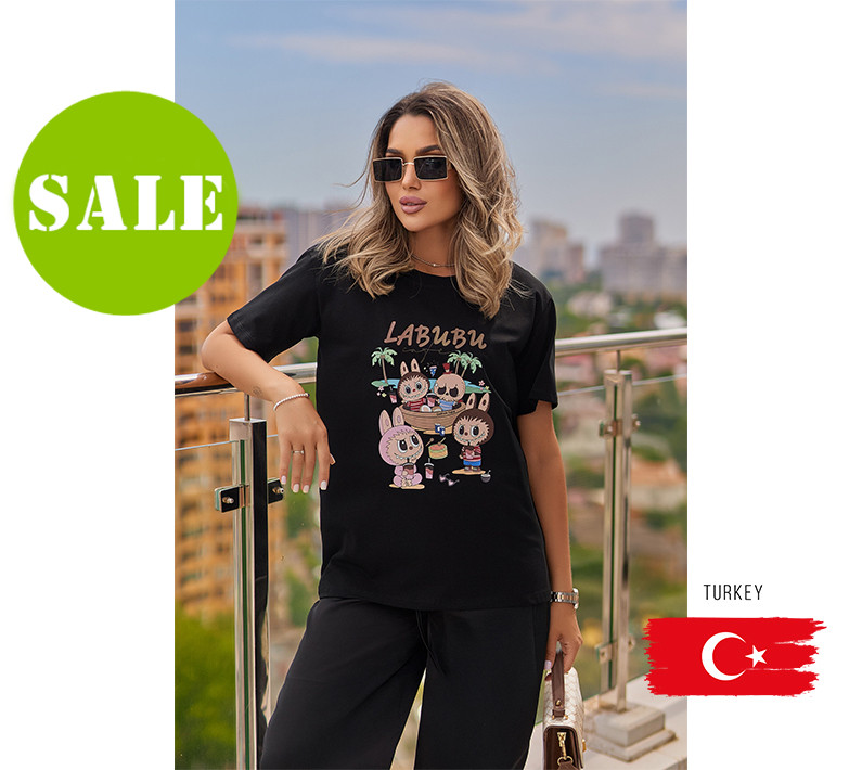 Жіноча стильна футболка Labubu "Monsters" Норма та батал, фото 1