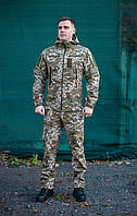 Чоловічий тактичний демісезонний костюм Softshell Піксель, утеплена куртка на флісі і штани