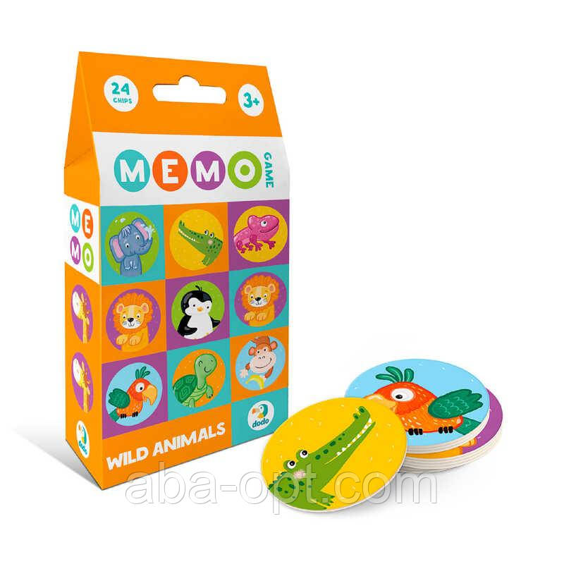 Гра Гра мемо "Дикі тварини" 301238 (30) "DoDo", 24 фішки (12 пар), в коробці, фото 1