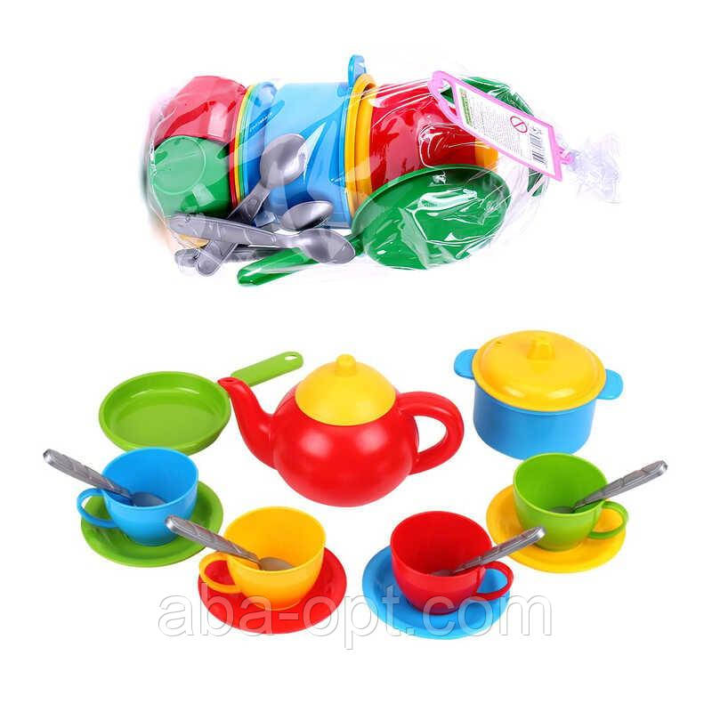 Гра Набір посуду "Маринка 5" 1134 (20) "Technok Toys", чашки, блюдця, ложки, чайник, пательня, каструля, в пакеті, фото 1