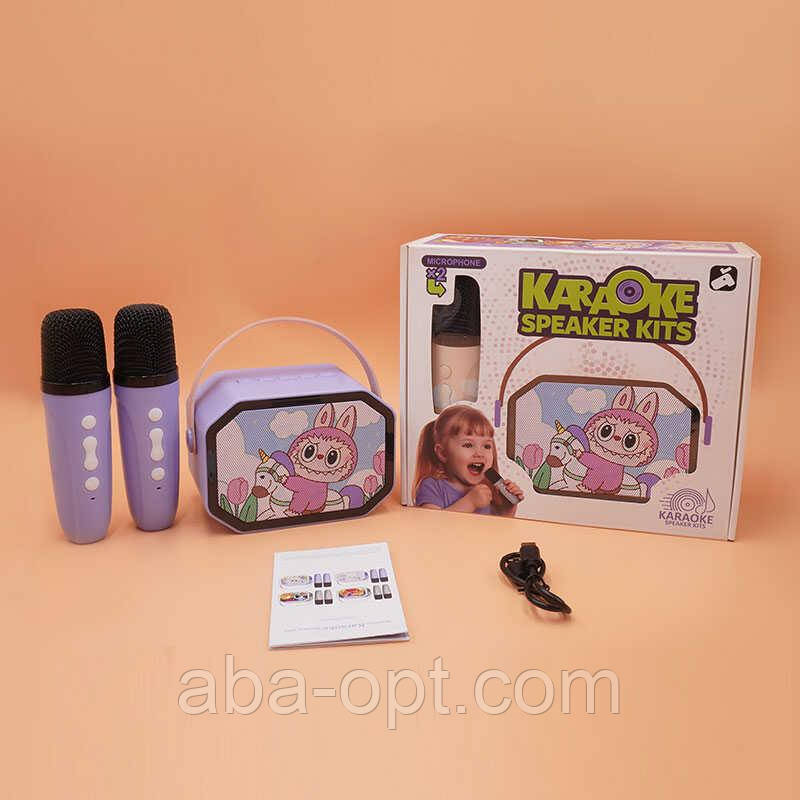 Караоке K 9 L (40) 2 мікрофони, вбудований акумулятор, Bluetooth, слот для TF-Card, роз’єм type-С, AUX, зміна голосу, мінус,, фото 1