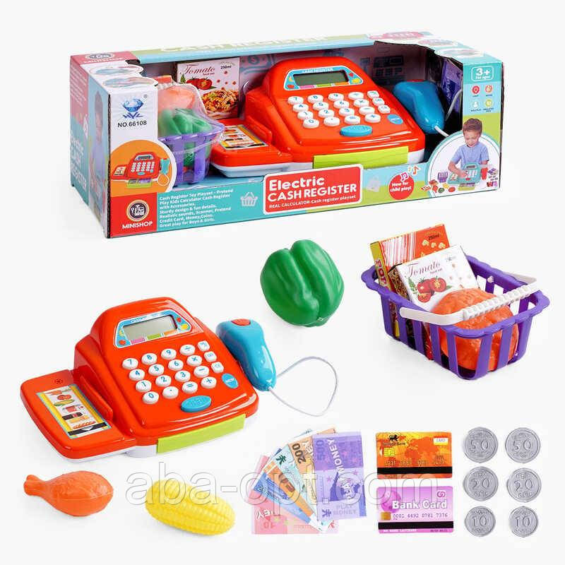 Касовий апарат 66108 (30/2) калькулятор, підсвічування, звук, кошик з продуктами, гроші, в коробці, фото 1