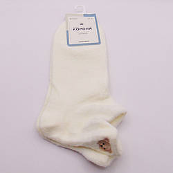 Короткі теплі шкарпетки альпака 37-41 білі Корона 5447