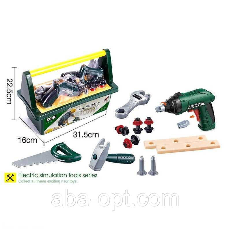 Набір інструментів G 277 (24/2) автоматичний шуруповерт, реверс, гайковий ключ, пила, молоток, деталі для збирання, в боксі, фото 1