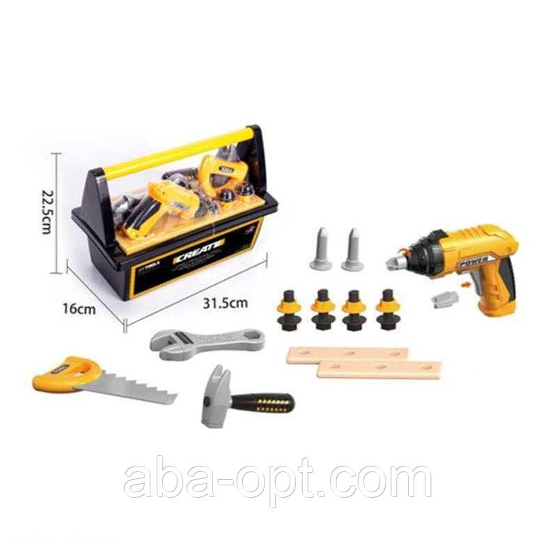 Набір інструментів G 279 (24/2) автоматичний шуруповерт, реверс, гайковий ключ, пила, молоток, деталі для збирання, в боксі, фото 1