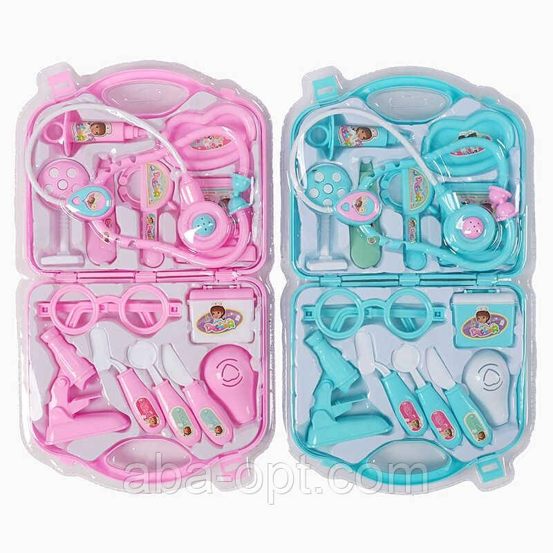 Набір лікаря DF 546-11 A/B (72/2) 2 кольори, стетоскоп, шприц, термометр, мікроскоп, окуляри, аксесуари, в слюді, фото 1