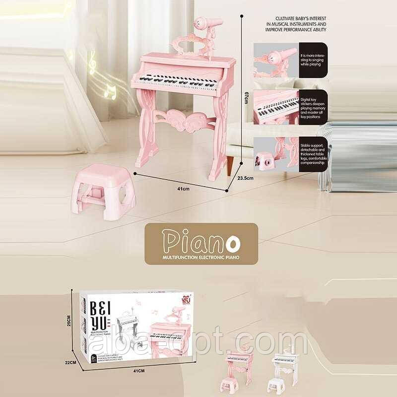 Піаніно MSS 016 (8) підсвічування, мікрофон, стілець, 37 клавіш, від мережі або батарейок, звук, мелодії, регулювання гучності,, фото 1