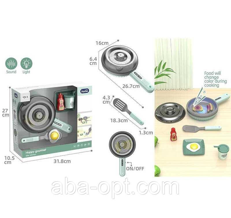Пательня A 1015-4 (24) розмір: 26.7х16х6.4 см, продукти змінюють колір, звук смаження, підсвічування, харчові продукти, кухонна, фото 1