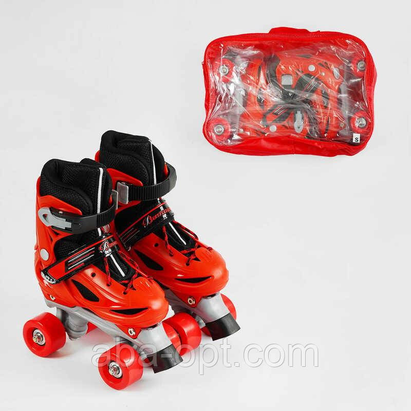 Ролики 7595-S розмір 31-34 (6) колір ЧЕРВОНИЙ, колеса PVC, устілка 18.5-20 см, d колес – 4.5 см, в сумці, фото 1