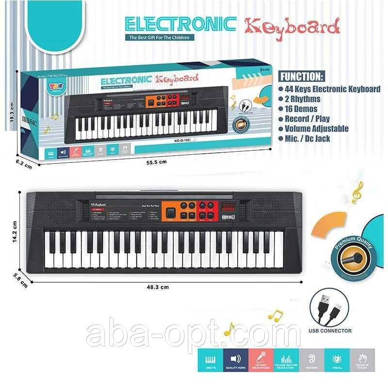 Синтезатор Q 169 (36/2) піаніно, звук, працює від мережі та батарейок, USB Type-C кабель,16 мелодій, регулювання гучності,, фото 1