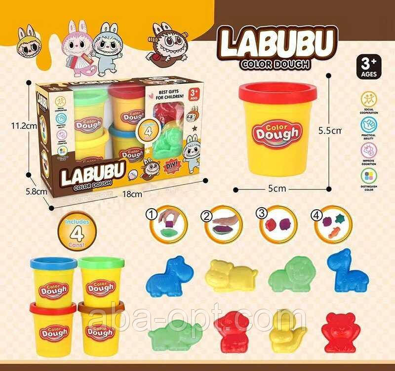 Тісто для ліплення 6213 B (48) герой, 4 кольори, формочки, в коробці, фото 1