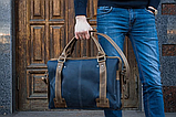 Чоловіча шкіряна сумка,чоловіча сумка для документів,сумка-портфель синій, фото 3