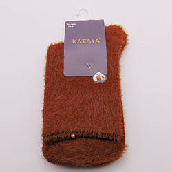 Норкові шкарпетки пухнасті 36-41 коричневі Kataya 2956
