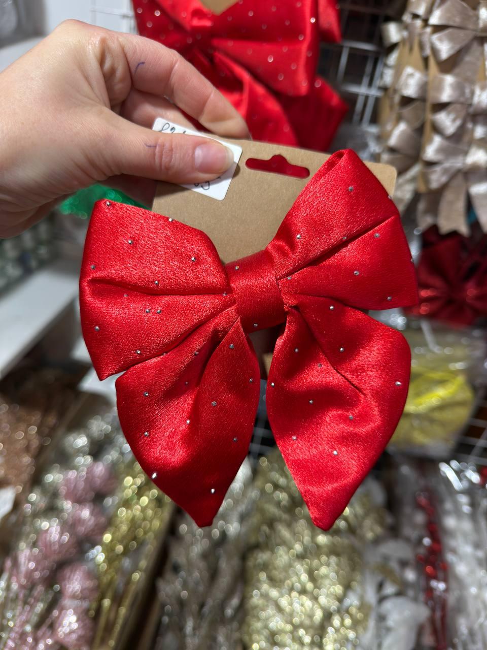 Великий бант в стразах 13 см , червоний 1 шт